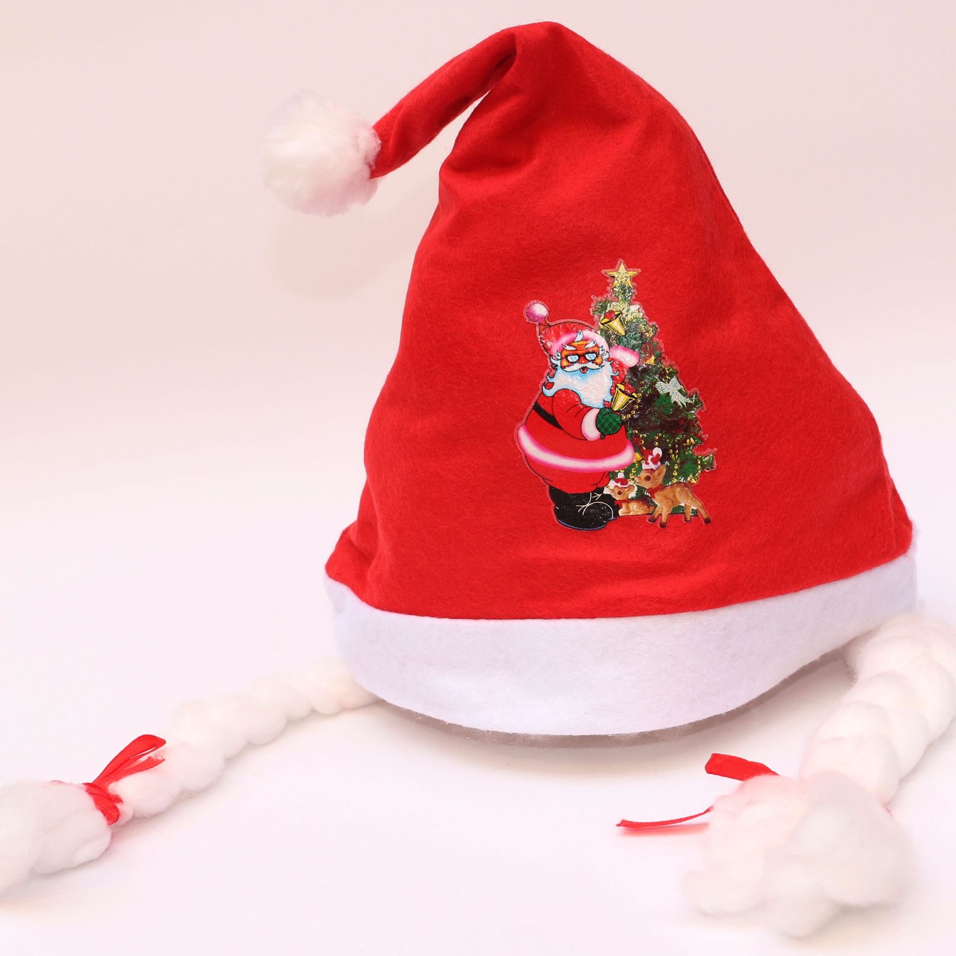 圣诞帽辫子