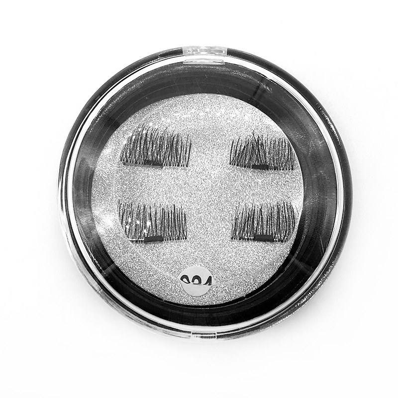 024磁铁假睫毛 外国人佩戴磁性眼睫毛 自然纤长透明梗睫毛批发