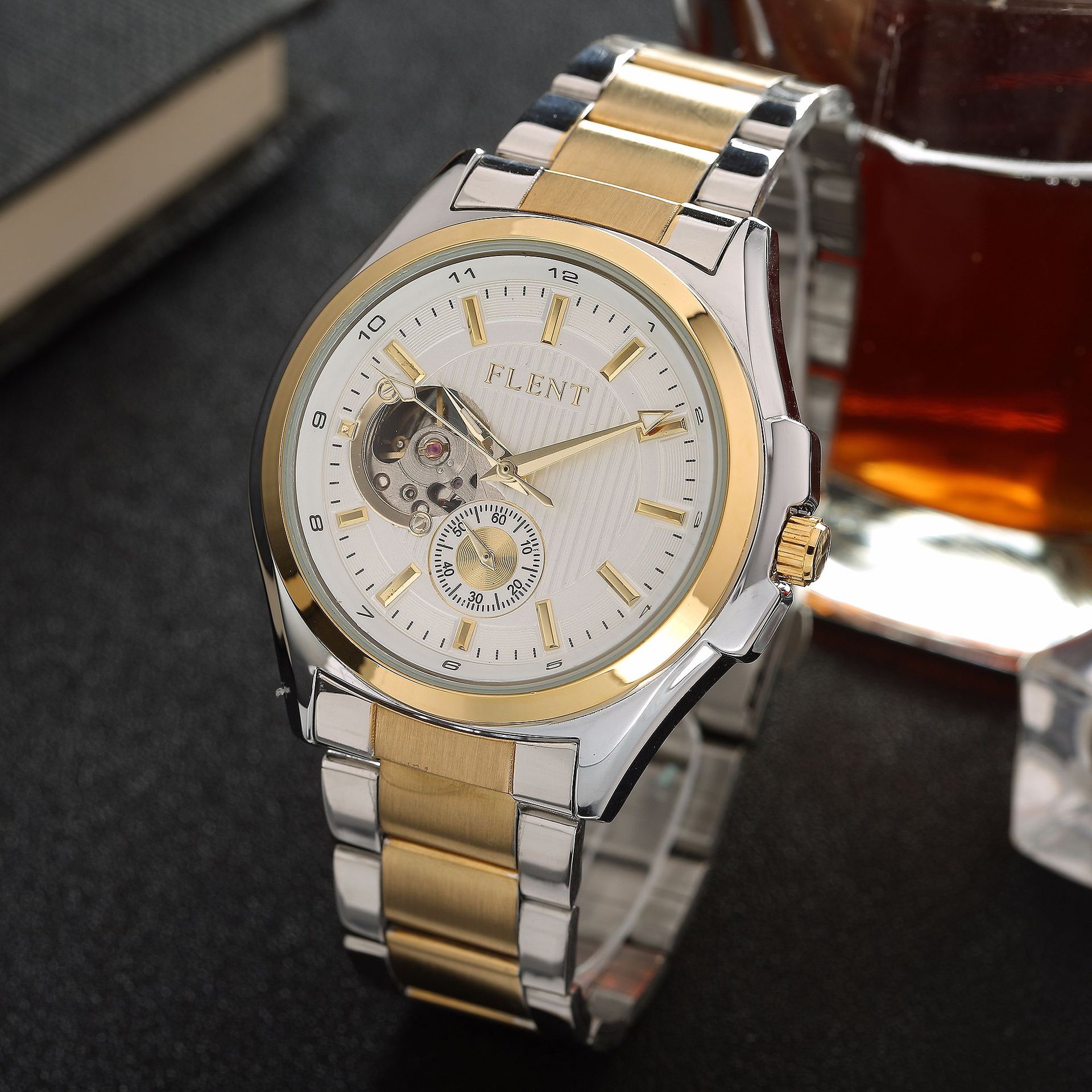 新款 男士时尚飞浪达全自动机械商务腕表个性时尚手表男款