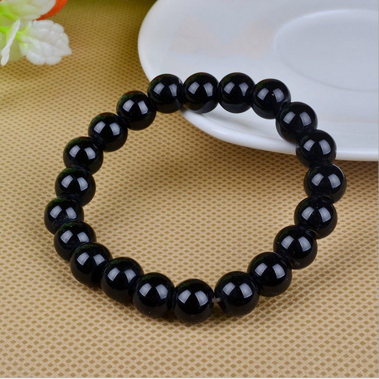 仿黑曜石手链黑色玻璃佛珠手串厂家批发热卖赠品促销活动礼物