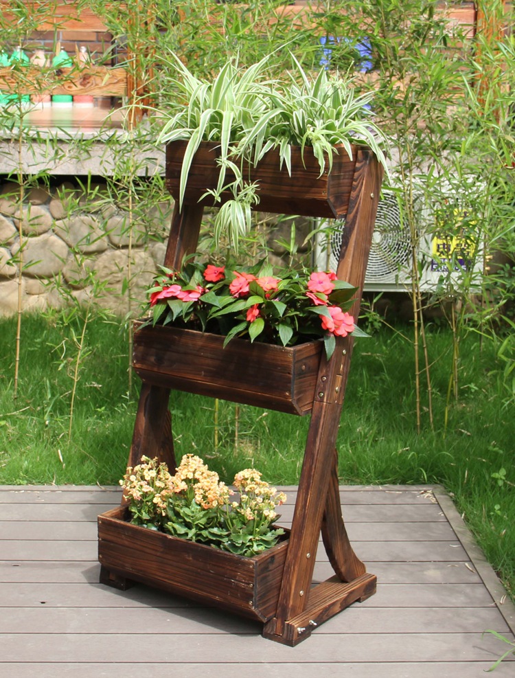 定制户外花箱花盆 园林防腐木花箱实木种植盆成品 室外木制种植盆