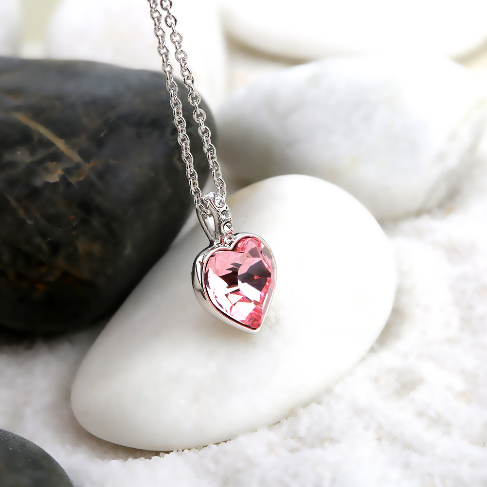 心如止水爱心宝石吊坠项链女ebay速卖通亚马逊爆款首饰情人节礼物