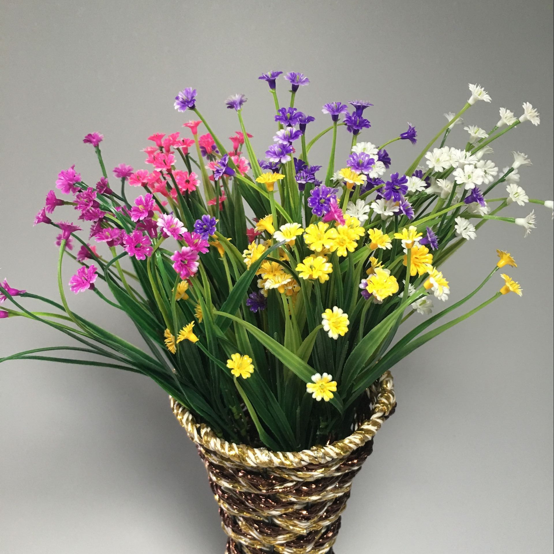 厂家直销仿真花塑料花插花配草 七叉水草满天星兰花叶春草叶批发