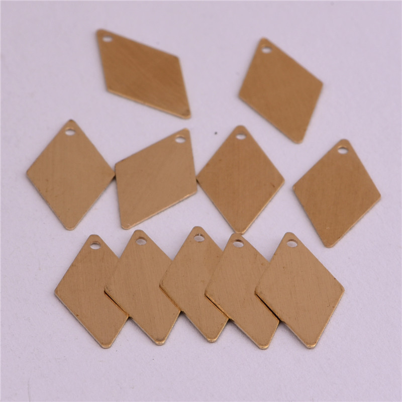 15mm平面实心菱形吊片 极简几何耳线挂件diy耳饰饰品配件铜片7630