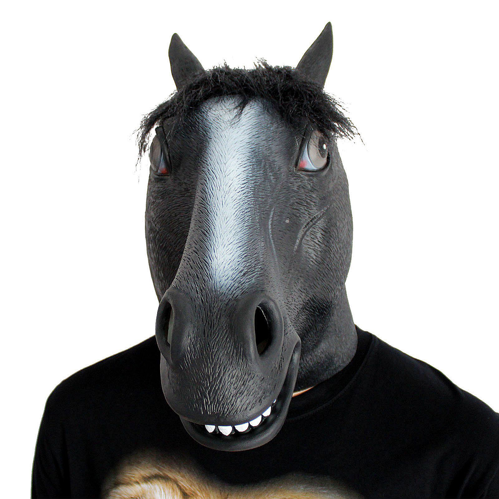 黑马头面具 万圣节 化妆舞会演出masquerade乳胶动物道具厂家直销
