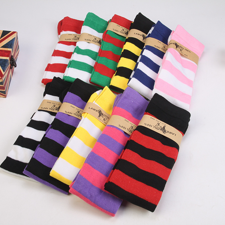 Japanese Women's Socks Spring and Autumn All-Match Striped Long Socks Cosplay Anime over Knee Socks Factory Wholesale