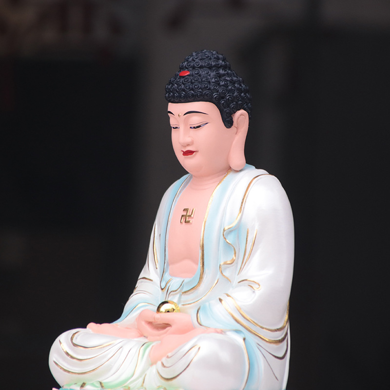 新款精品树脂佛像 16寸坐莲佛祖 38厘米白衣释迦摩尼佛 观音娘娘