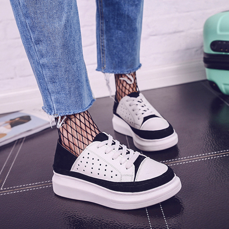 2017早春新款真皮女厚底踩脚两穿懒人平底休闲单鞋板鞋女