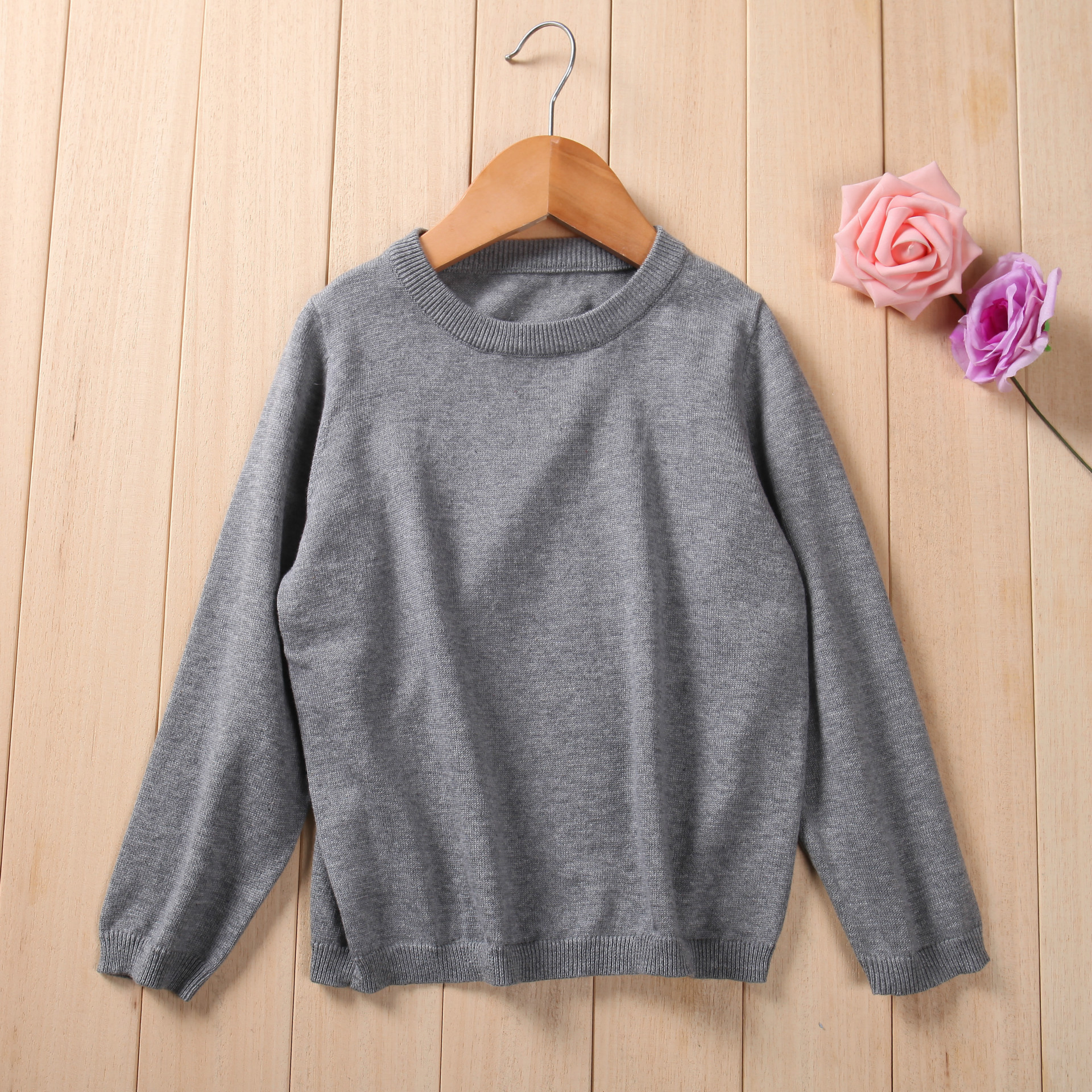 男童毛衣春装小孩儿童套头纯棉线衣圆领打底针织衫中小童装现货