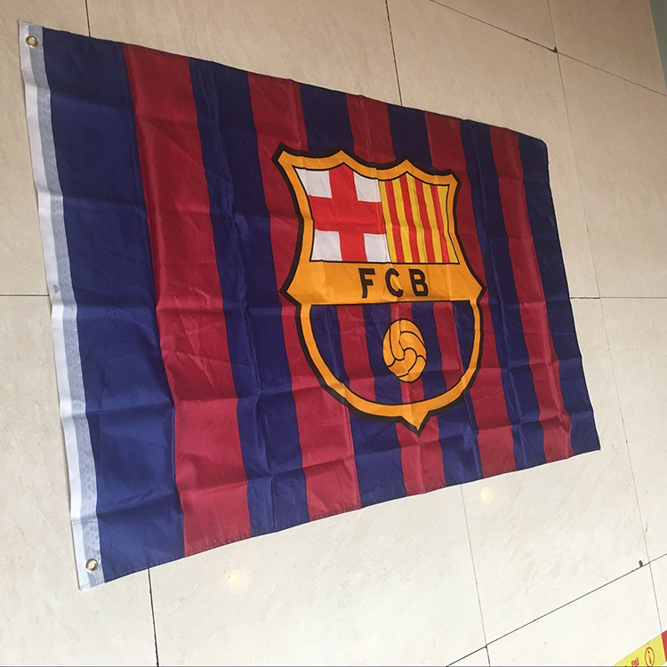 国旗批发旗帜定制 90*150cm巴塞罗那球队旗涤纶水印 厂家直销
