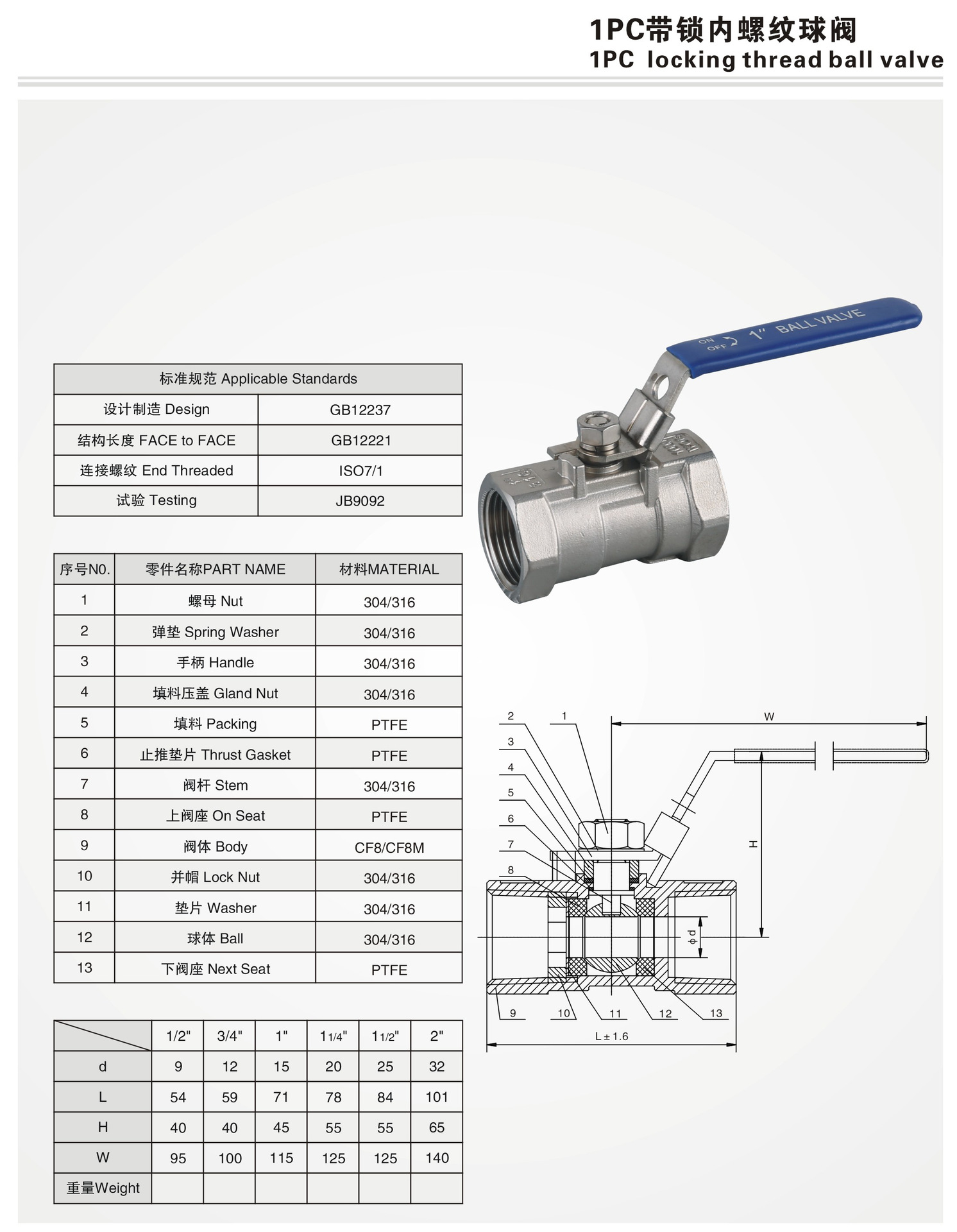304不锈钢微型迷你球阀 一片式内螺纹球阀 1pc缩径球阀dn8.10