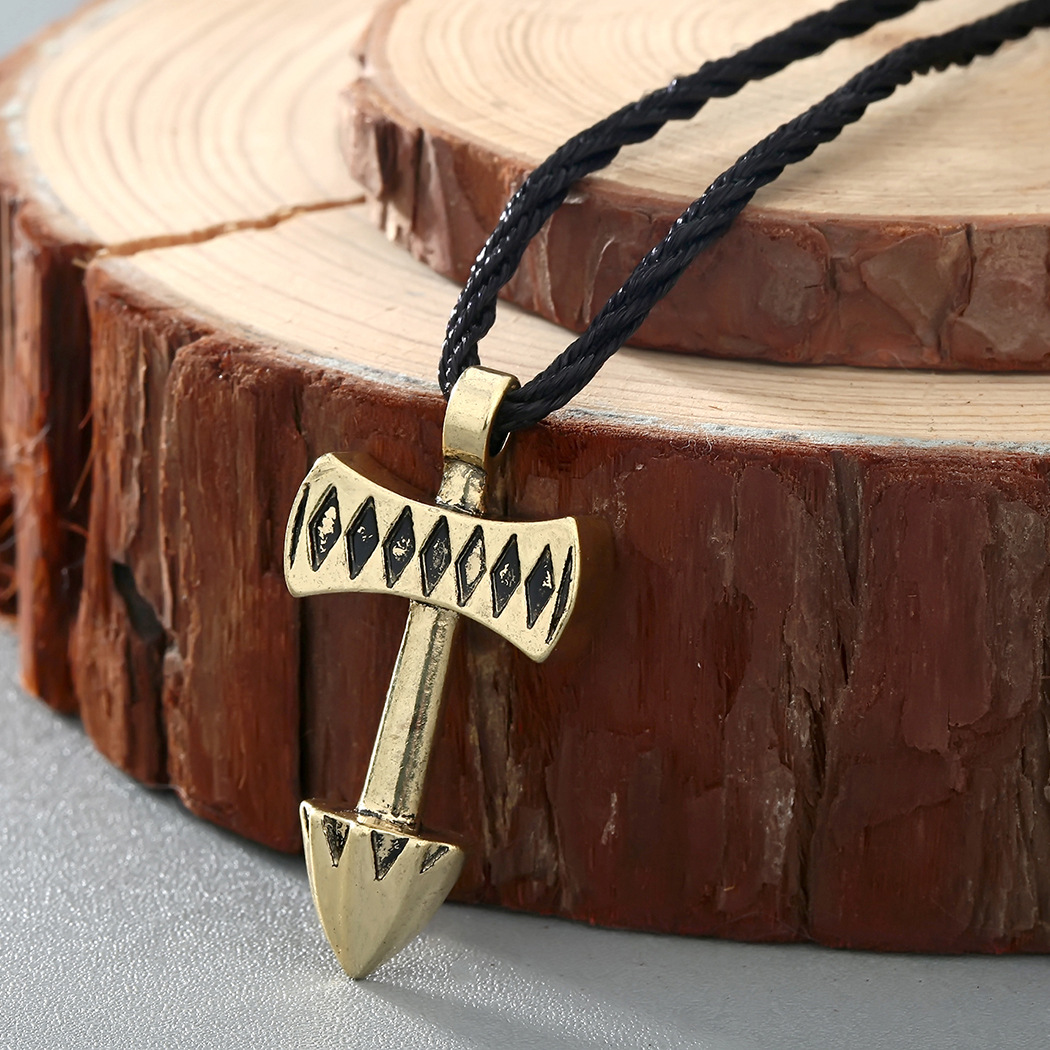 qiming 复古古青铜古银色箭头吊坠项链 男士斯拉夫项链ebay热销