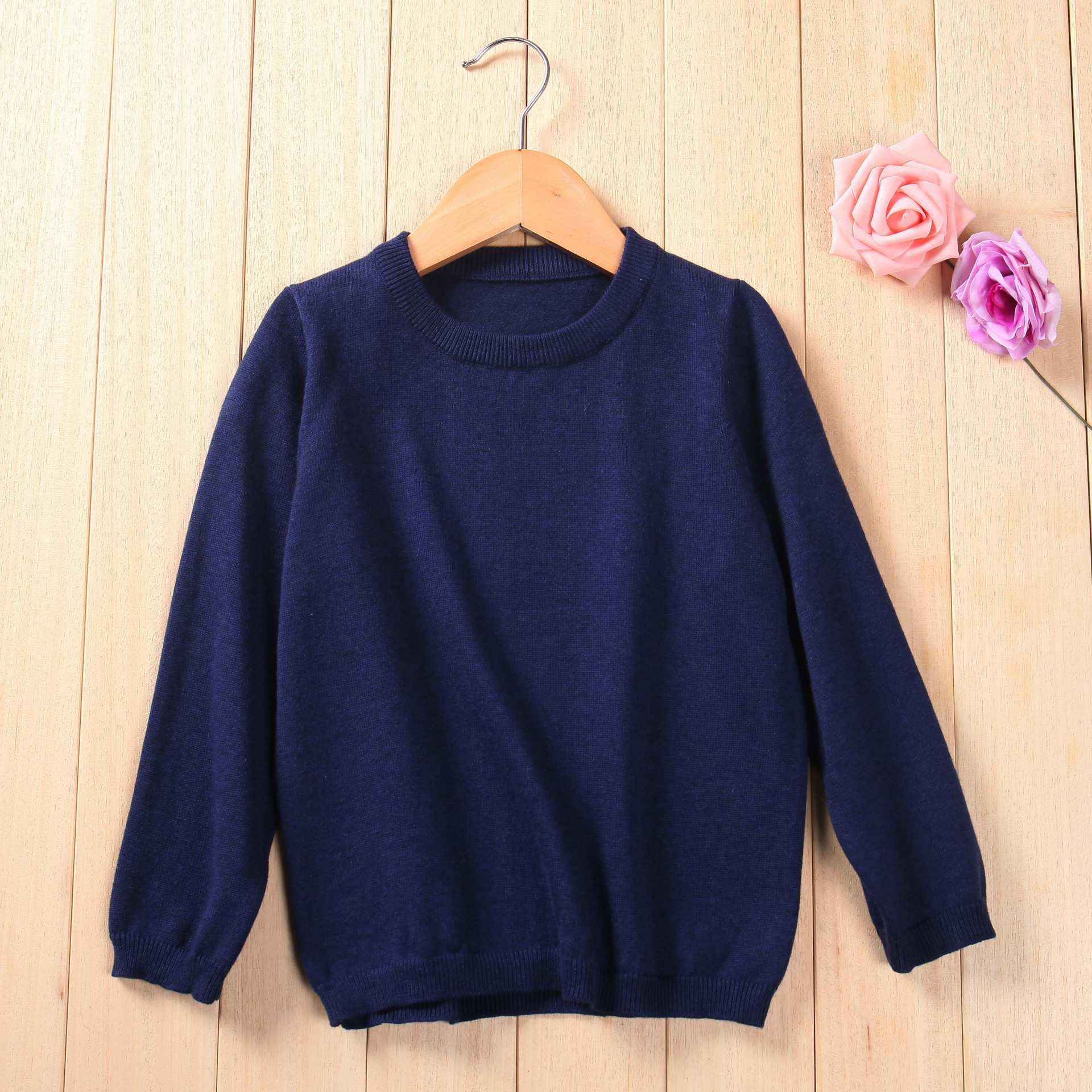 男童毛衣春装小孩儿童套头纯棉线衣圆领打底针织衫中小童装现货