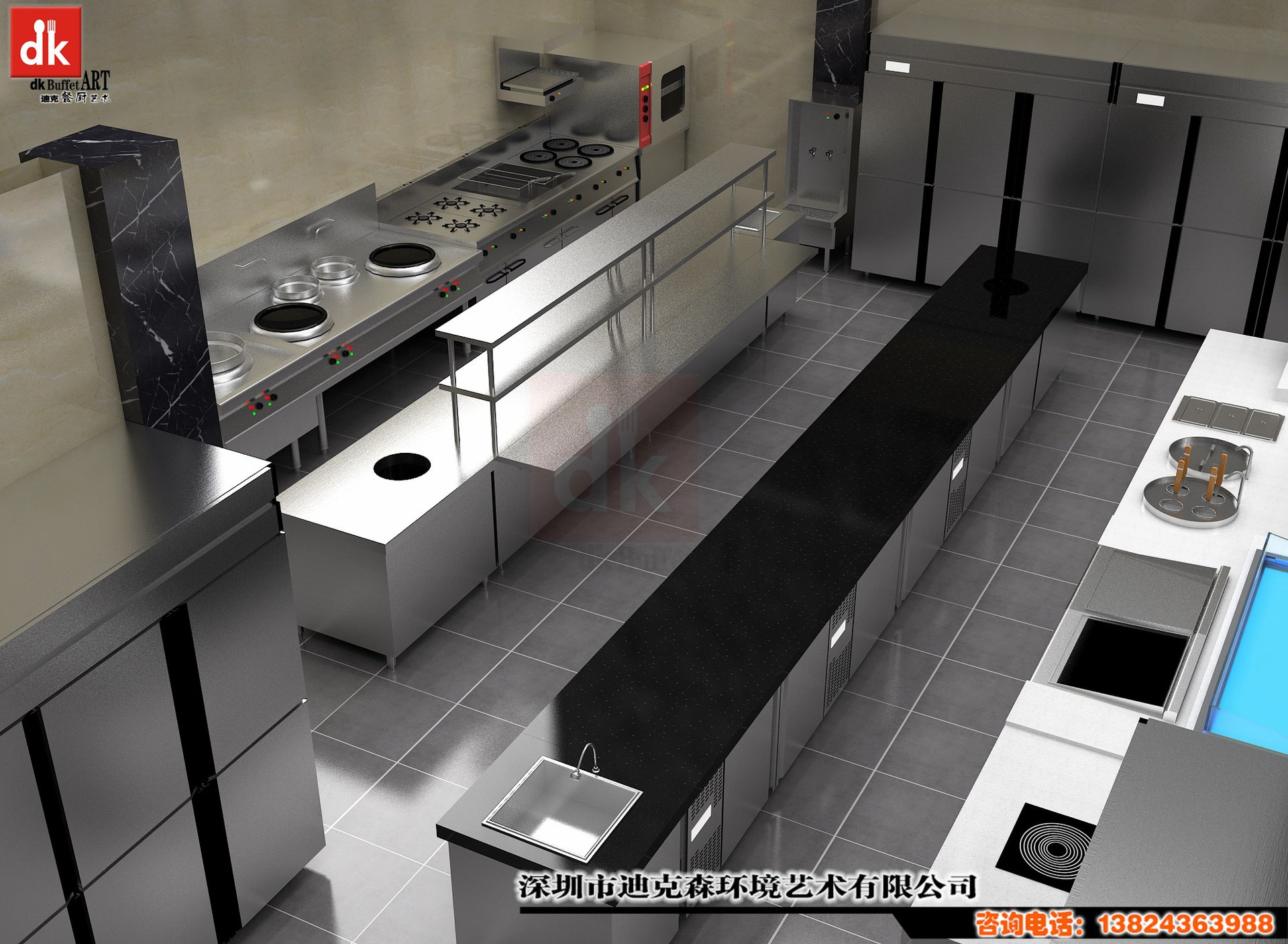 酒店自助餐厅定制 厨房工作台高度 自助餐台装饰