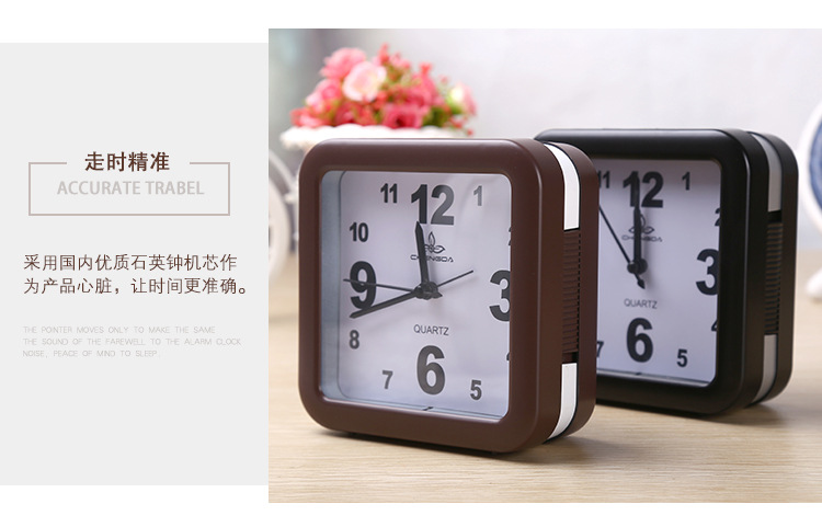 简约闹钟音乐打铃双音时钟静音扫描音懒人闹钟带夜灯贪睡叫床神器