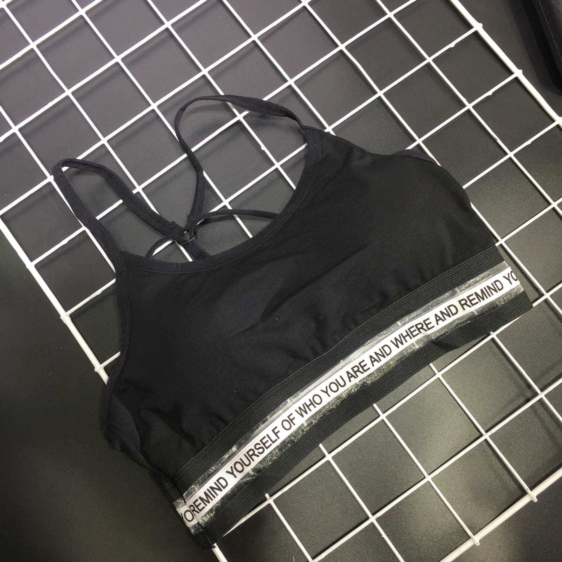 小番茄定制字母吊带抹胸裹胸带胸垫后背交叉背心式打底内衣女文胸