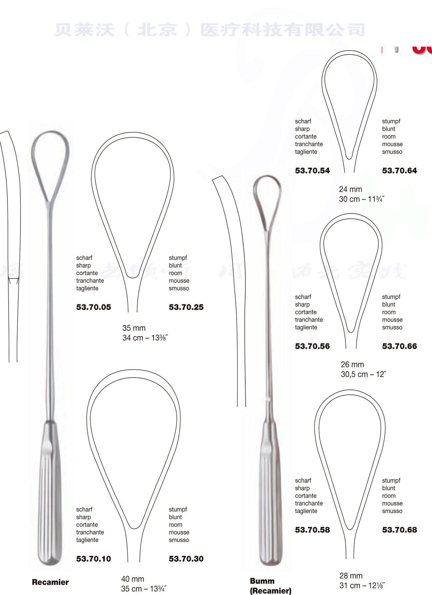 recamier placcurette blunt 子宫刮 德国进口手术器械销售