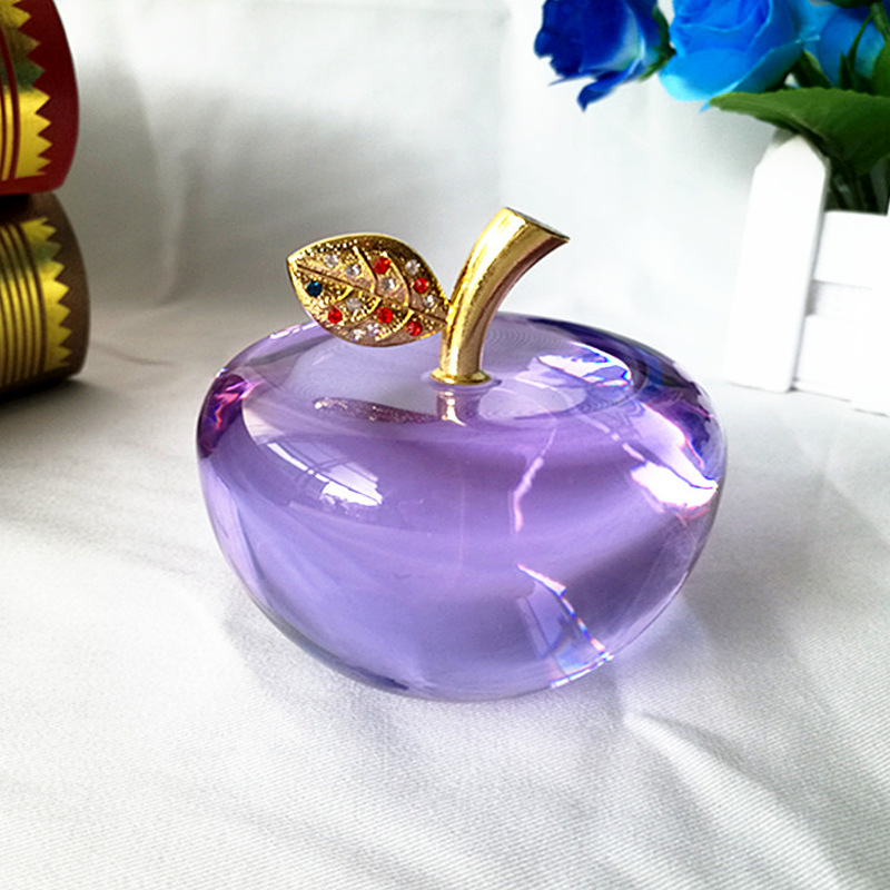 厂家直销水晶苹果摆件圣诞节生日礼物情人节礼品订制可刻字送女友