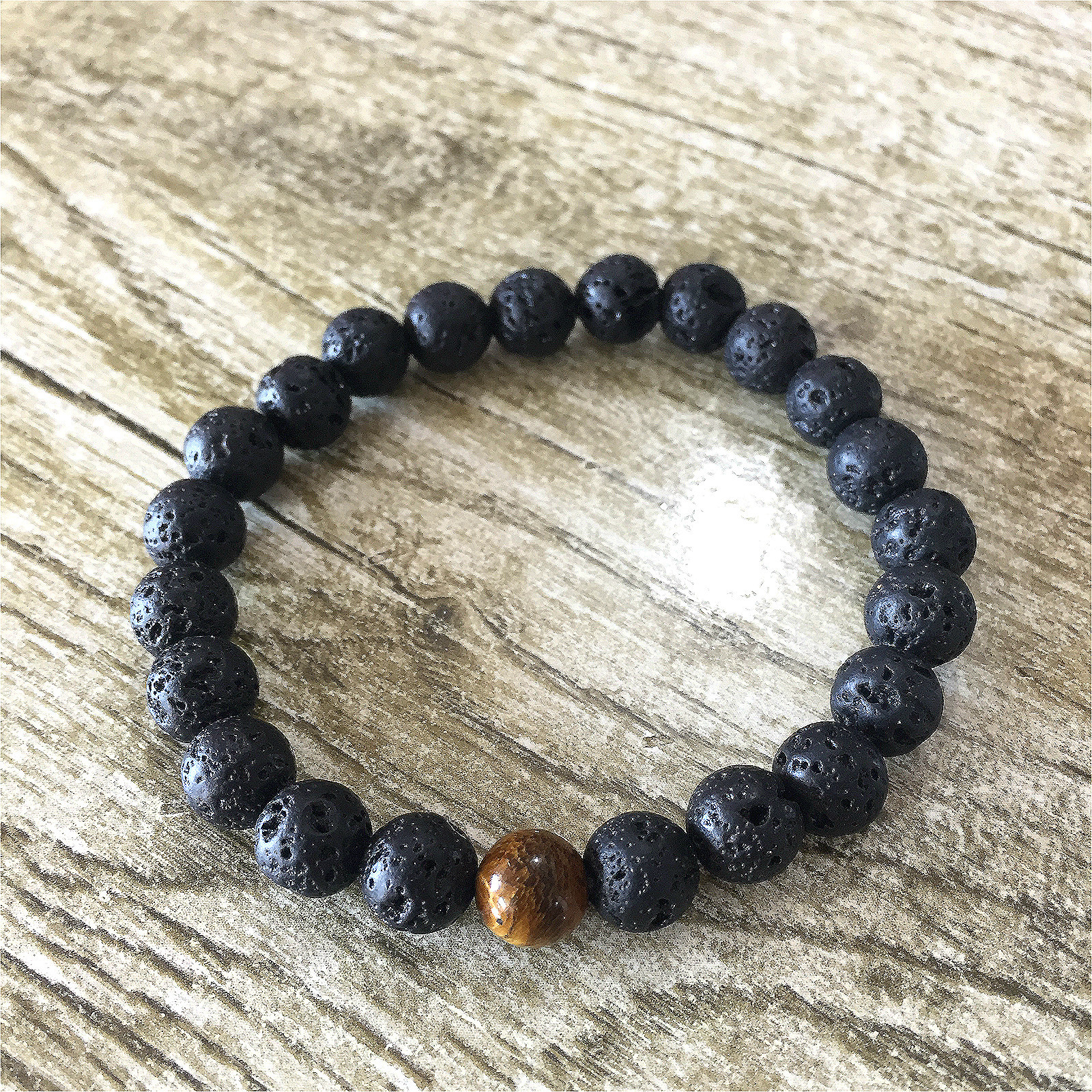 速卖通热卖天然石玛瑙熔岩石8mm能量火山石七彩佛珠手串手链批发