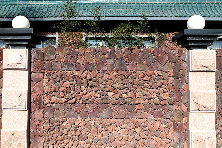 切片火山石背景墙面装饰景观隔热装修蜂窝石园林古建仿古文化乱石