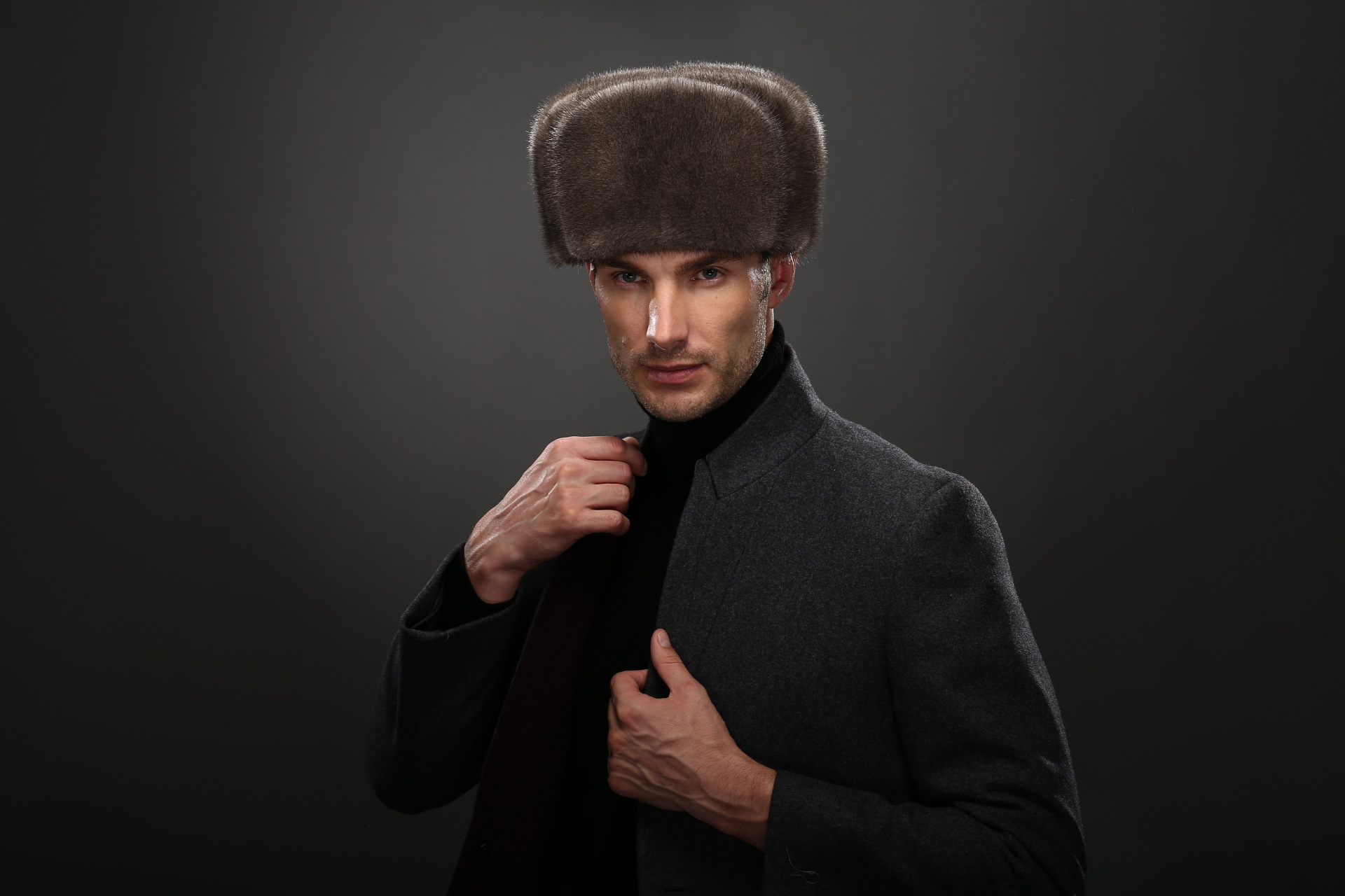 水貂皮帽子男冬季皮草帽子男款户外保暖老头京式帽整貂毛时尚休闲