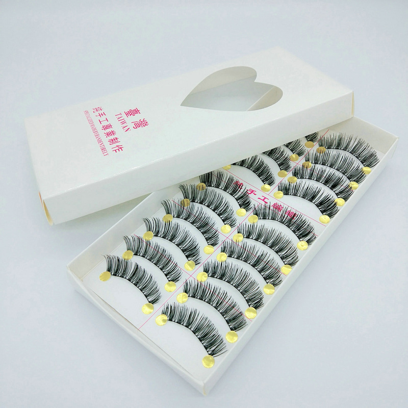 Taiwan Handmade False Eyelashes 226 Cotton Thread Stem Cluster Style Natural Nude Makeup Eye Tail Pull Long 10 Pairs/Box OEM