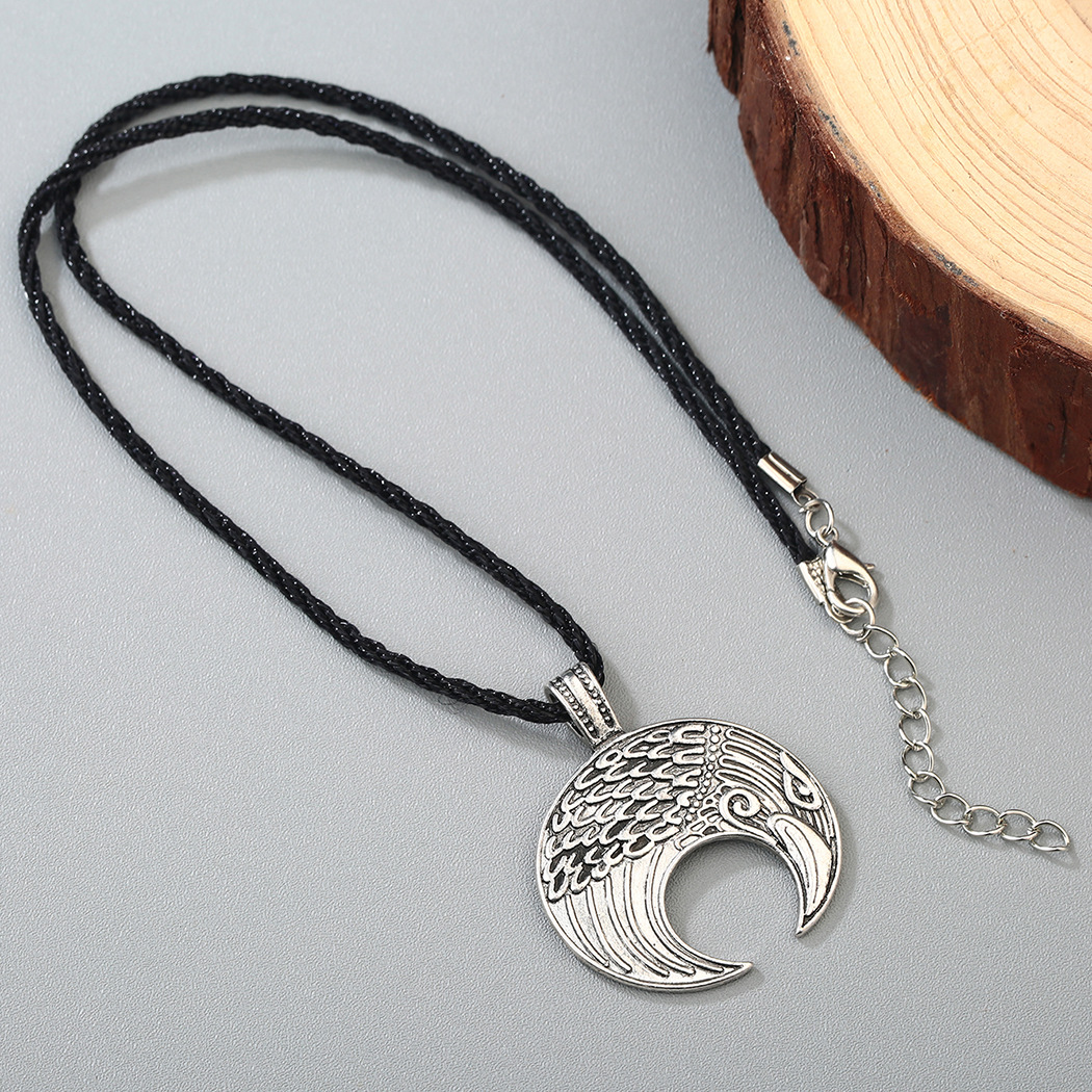 qiming 动物乌鸦月牙形状 男士斯拉夫吊坠项链欧美热销