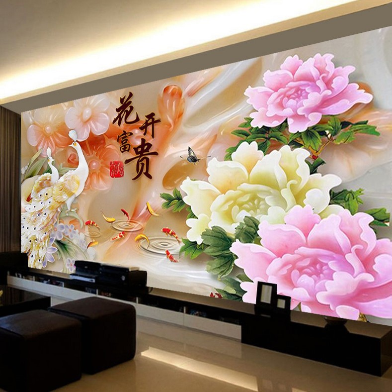 新款5d钻石画满钻魔方钻客厅点钻绣花开富贵孔雀牡丹贴钻石十字绣