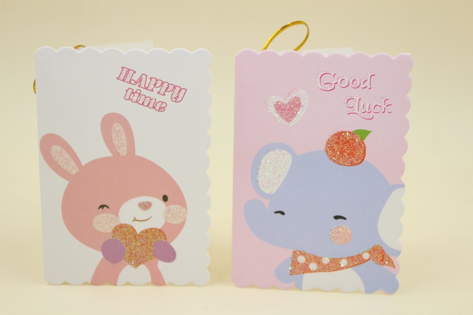 热销韩国 创意卡通贺卡批发 可爱儿童祝福生日卡片 带金线留言卡