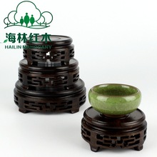 圆形底座镂空玉器奇石花瓶摆饰茶具小茶壶木座托