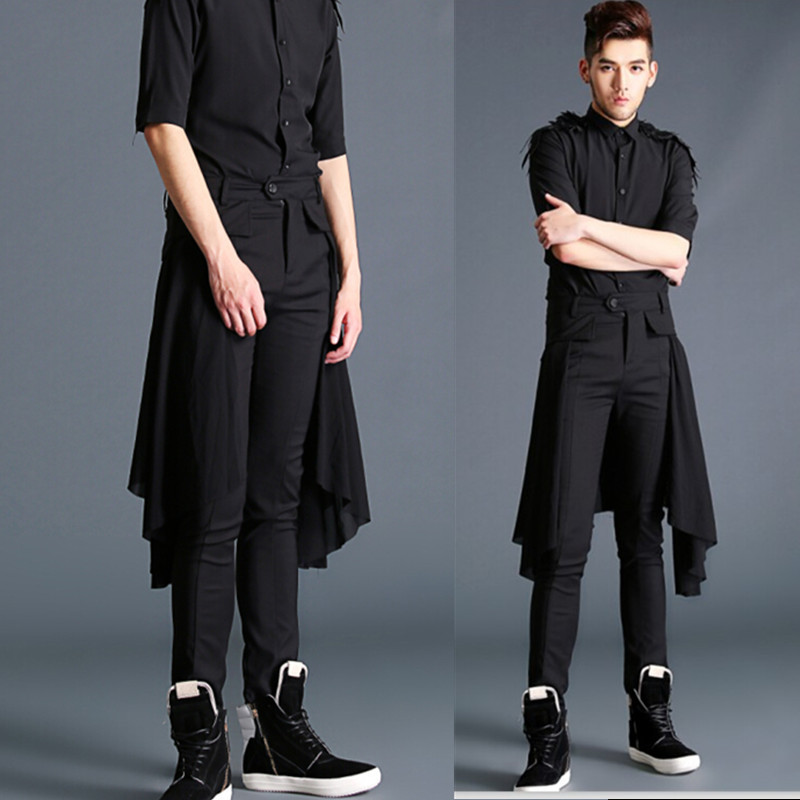批发春夏潮男个性衬衫发型师服装男修身翅膀衬衫演出服 c39 p65