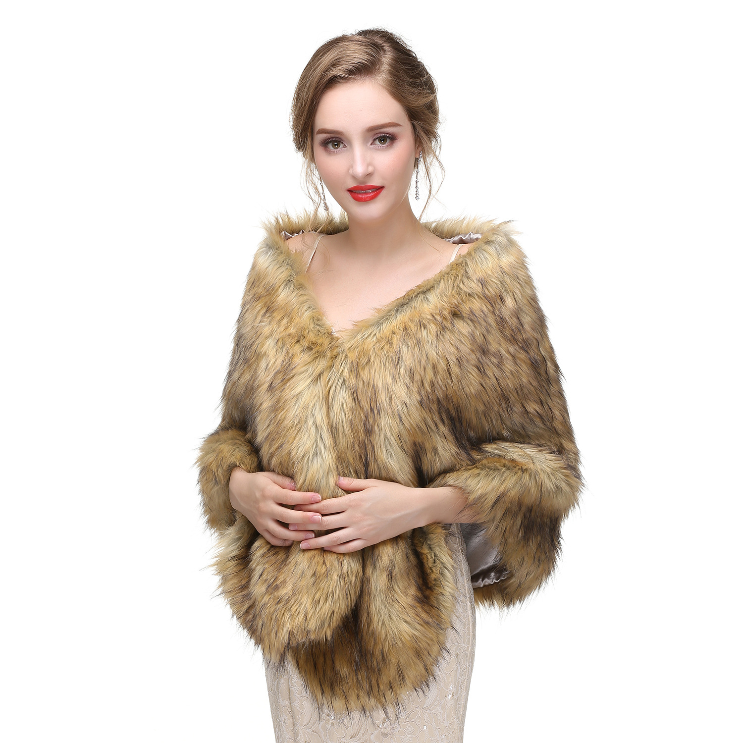 meibri2020新款欧美外贸速卖通ebay高档毛披肩仿狐狸毛皮草坎肩-阿里