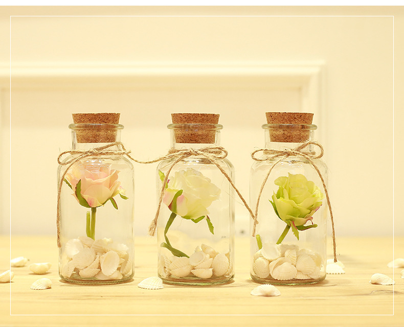 许愿瓶玻璃漂流瓶贝壳许愿瓶装饰许愿瓶瓶漂流木塞透明玻璃瓶家居