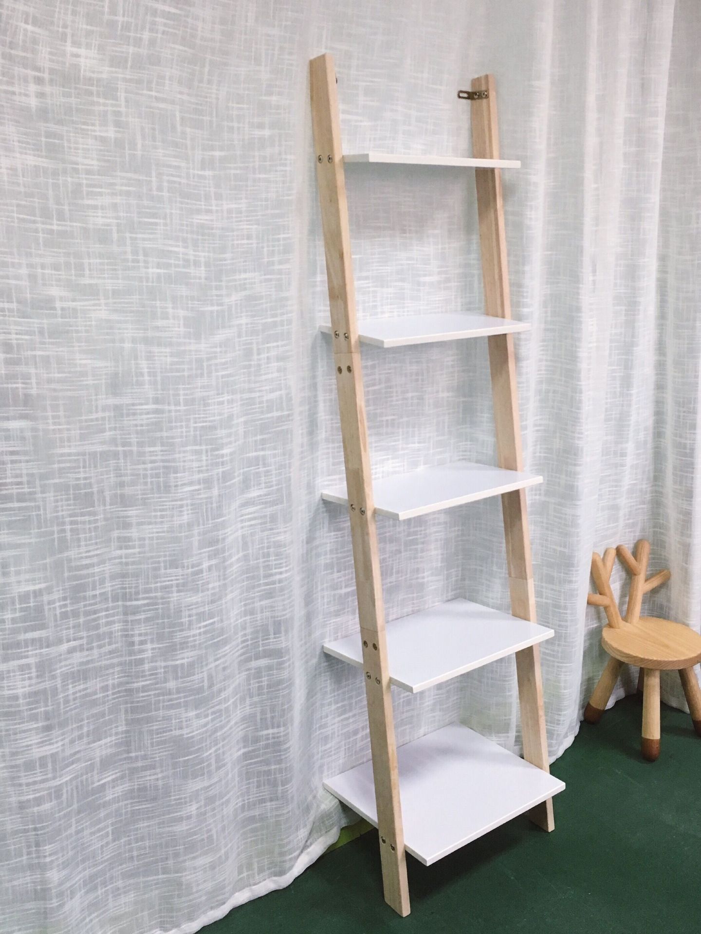 博林ins客厅童装店梯形置物架实木靠墙书架花架落地墙角储物层架