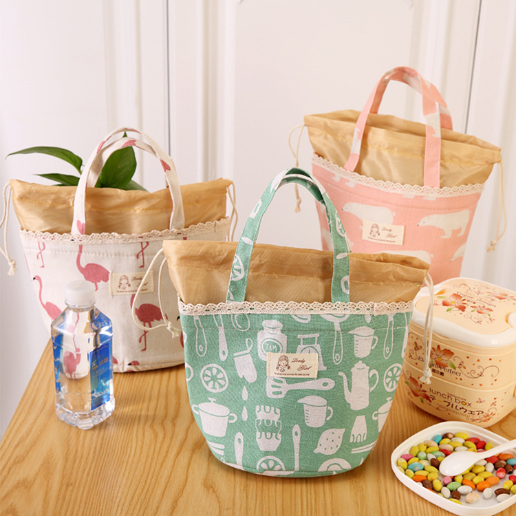 flamingo handbag strap lunch box thickening thermal insulation lunch box bag fresh-keeping bag small carrying bag feeding bottle bag