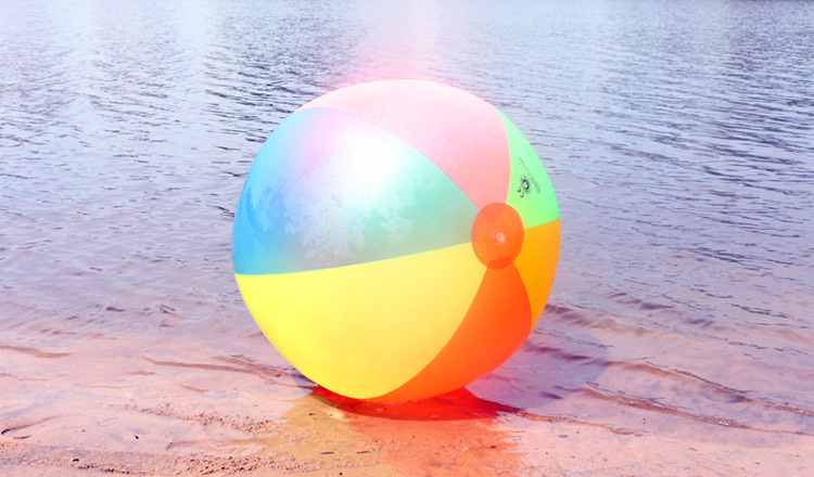 儿童超大彩色彩虹充气球沙滩球充气80cm游泳池草坪户外玩具游戏球