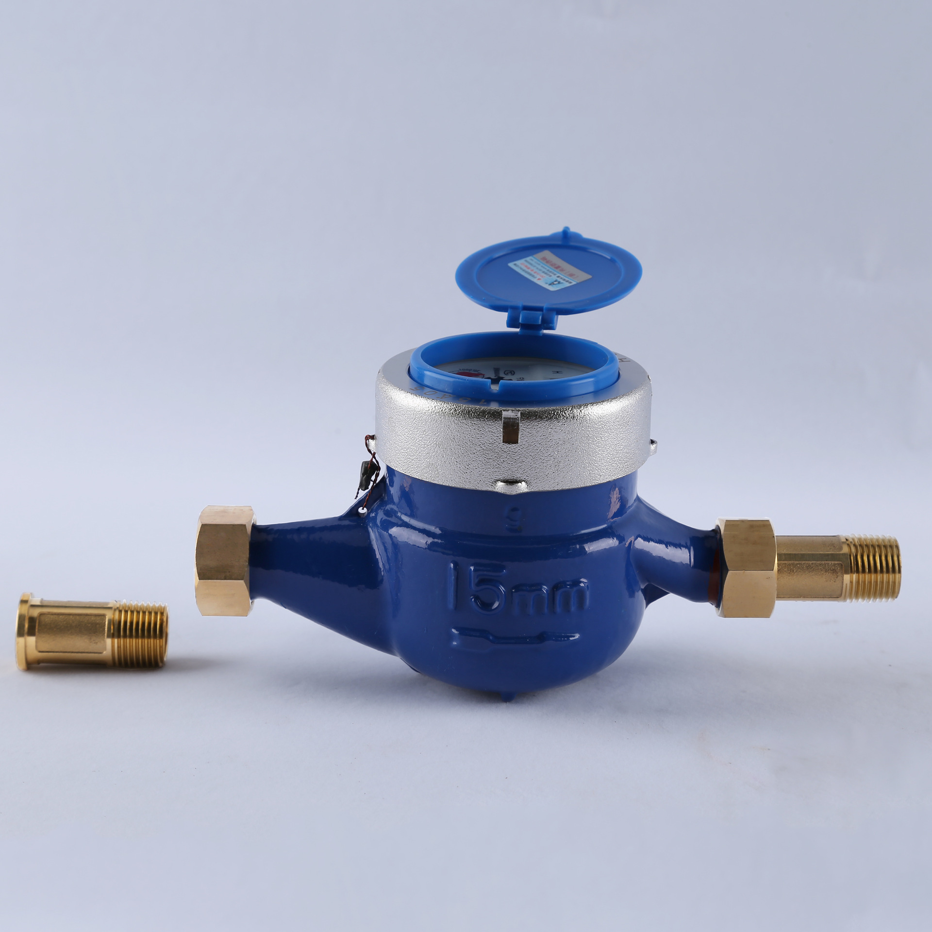 埃美柯水翼式自来水家用水表螺纹防滴水表冷热水表4分dn1520