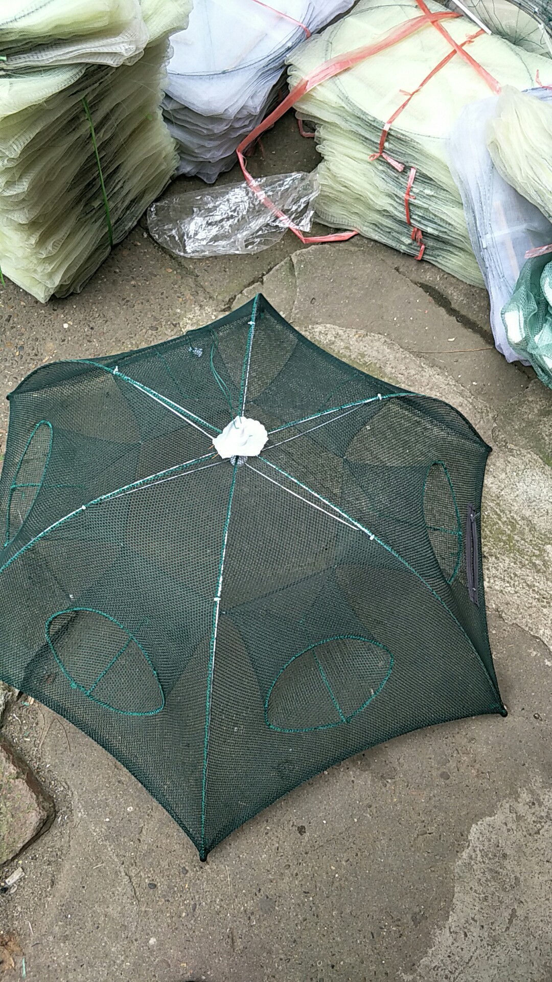 自动折叠鱼笼捕鱼网渔笼鱼笼折叠鱼网鱼具 6孔伞形自动渔笼