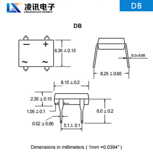 db107 1/0.8a1000v dip-4 插件整流桥堆 凌讯电子/lx 原厂正品