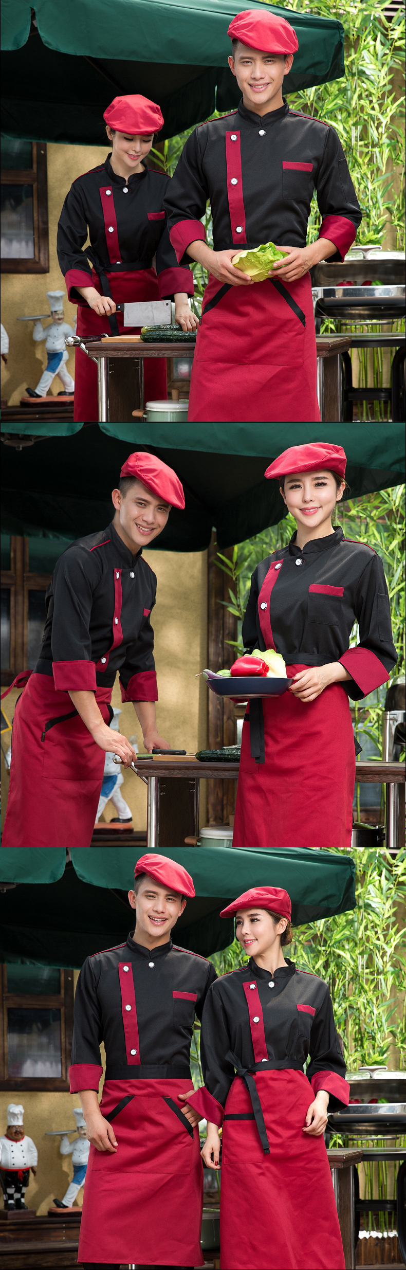 厨师服长袖冬季酒店后厨厨师工作服饭店食堂厨房厨师服秋装