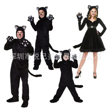 新款万圣节情侣亲子角色扮演黑色小野猫舞台派对cosplay演出服