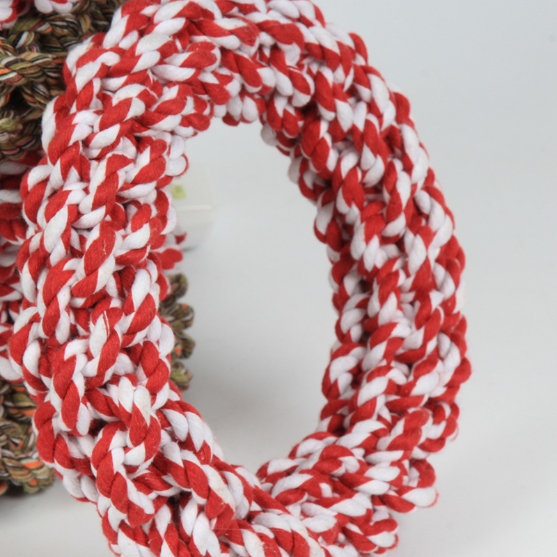 厂家供应棉绳环 手工编织定制 磨咬净齿狗玩具 宠物用品定制