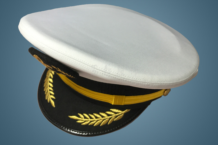 白色船员大盖帽水手大沿帽游轮人员制服帽航海专属大檐帽海员定制