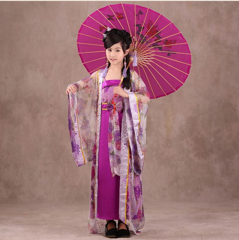 儿童唐装表演服女童古装唐朝贵妃公主汉服七仙女裙舞台演出服装