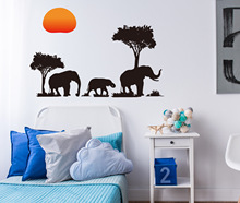 个性非洲大象自粘防水墙贴 PVC可移除卧室客厅环保装饰贴画JM8158