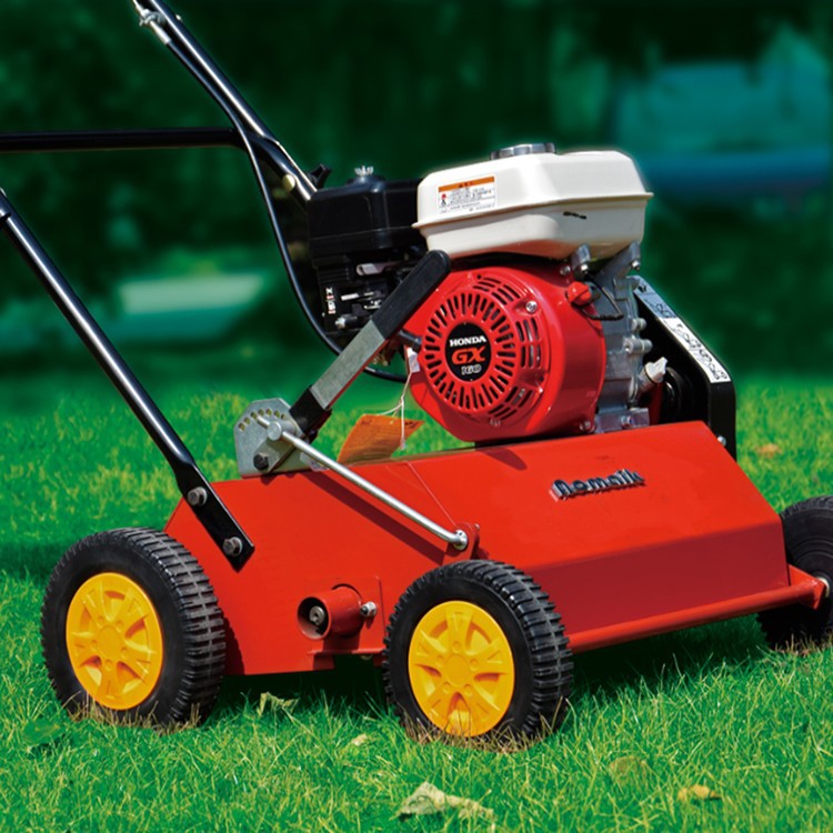 草坪机械手推式草坪梳草机钢壳草坪养护机器汽油草皮基地梳草透气