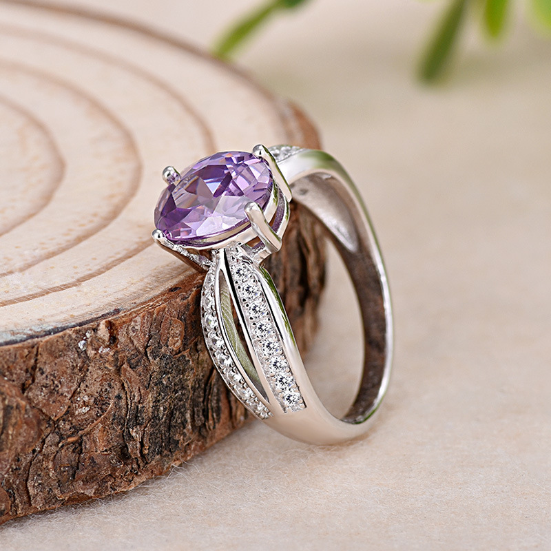 紫钻仿真钻戒结婚戒指情侣求婚对戒日韩潮人简约锆石送女友礼物