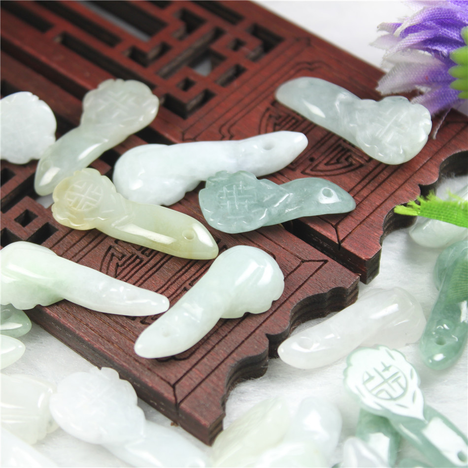 创意a货翡翠如意棒吊坠正品天然玉如意挂件可出证书小挂饰配饰