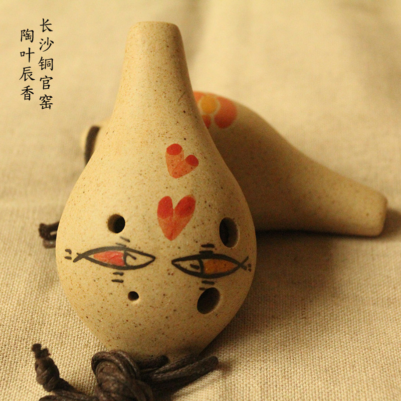 批发供应手工手绘陶笛6孔中音c调乐器批发 6孔ac高音质陶瓷笛定制