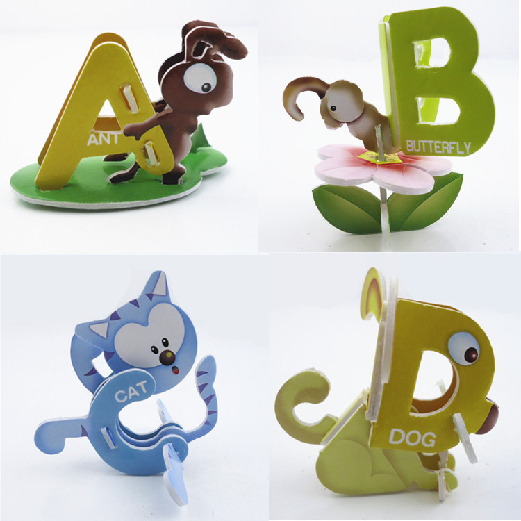 厂家供应婴幼儿早教26个英文字母拼插玩具大写字母立体拼图